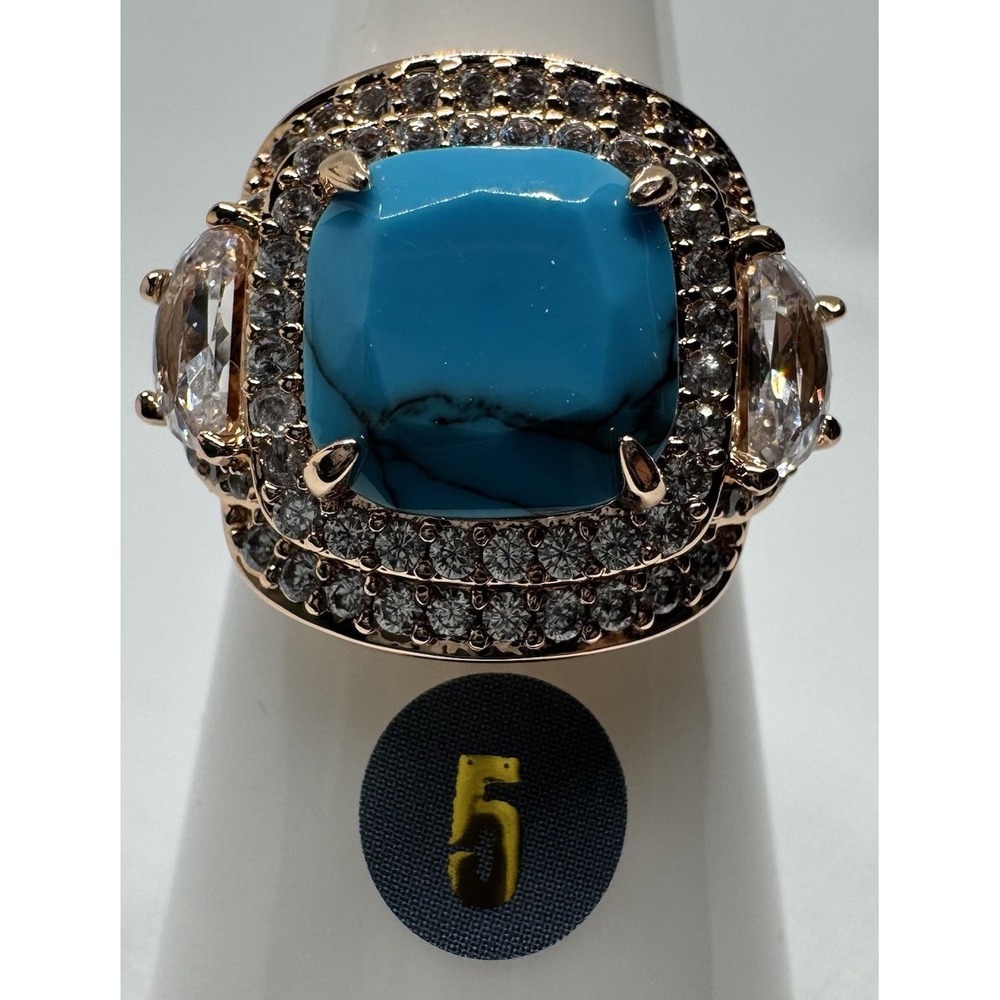 Bomb Party December Ring RG95084 Say Less Wear More Rose Gold Turquoise Size 5